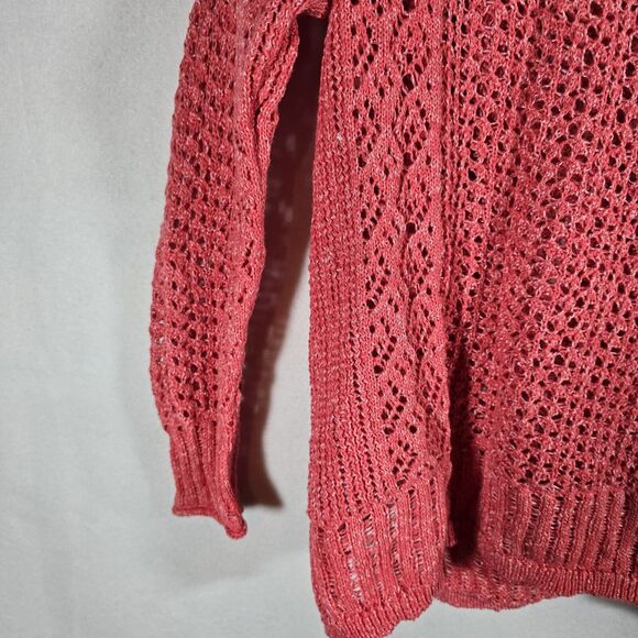 Chicos Pink Shimmer Sweater Size 0 Small, Gently Used, slip holes, summer cover - Picture 3 of 12